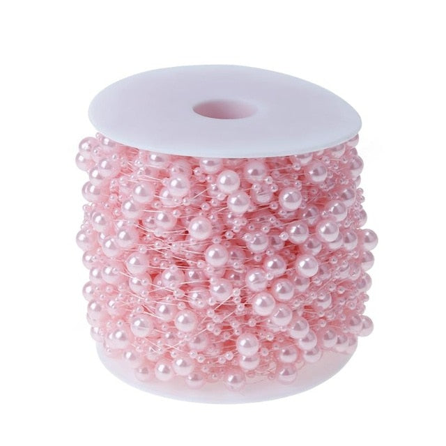 60M Fishing Line Artificial Pearls Beads Chain Garland Flowers Wedding Party Decoration Products Bride Banquet Supplies