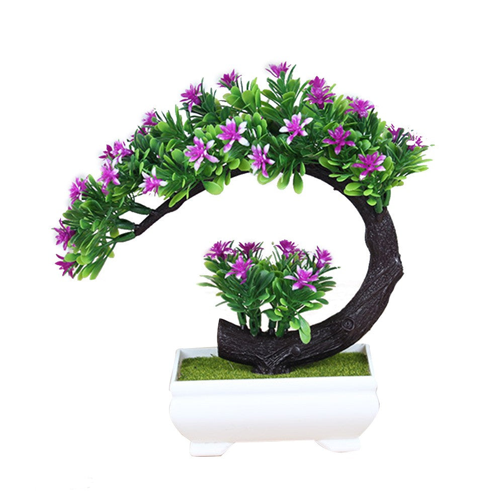 Artificial Flowers Plastic Green Plants in Pots for Home Garden Decoration