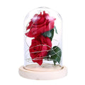 Valentine's Day Gifts Artificial Rose LED Light Glass Dome Wooden Base Night Lamp Desktop Decoration Wedding Supplies
