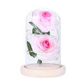 Valentine's Day Gifts Artificial Rose LED Light Glass Dome Wooden Base Night Lamp Desktop Decoration Wedding Supplies