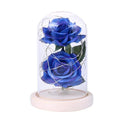 Valentine's Day Gifts Artificial Rose LED Light Glass Dome Wooden Base Night Lamp Desktop Decoration Wedding Supplies