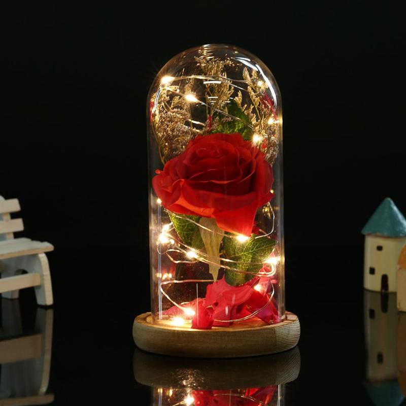 Valentine's Day Birthday Gift LED Rose Flower Lights Desk Lamp Ornament Decoration Artificial Flower Decoration